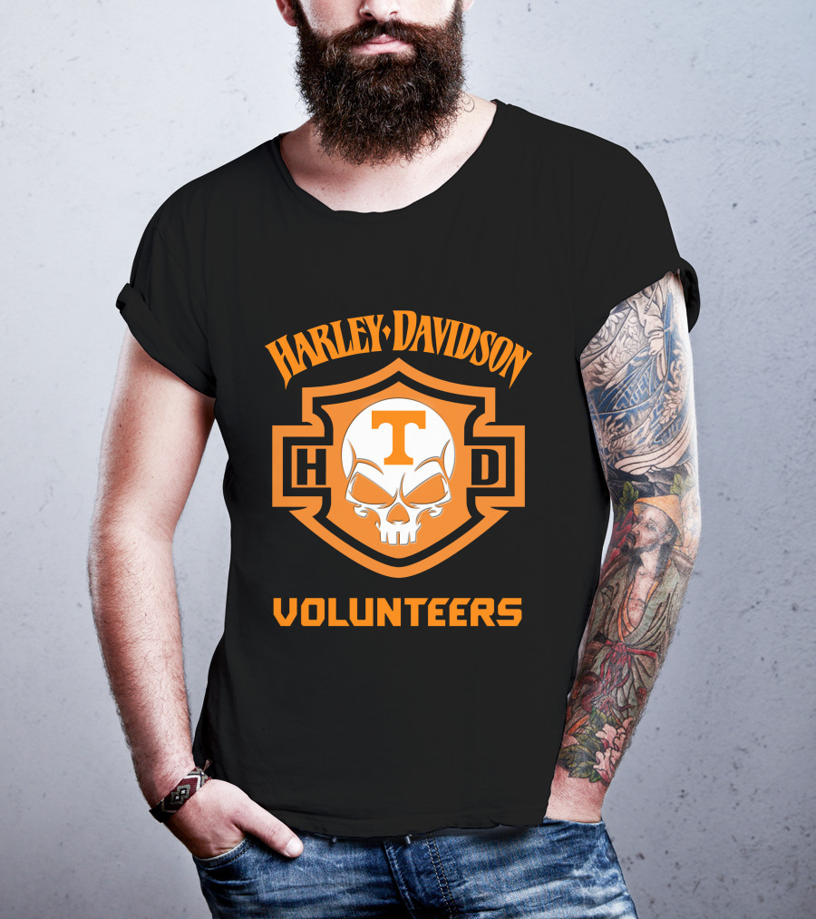 Harley Davidson Volunteers Skull Tennessee Ncaa Football Fans T-Shirt