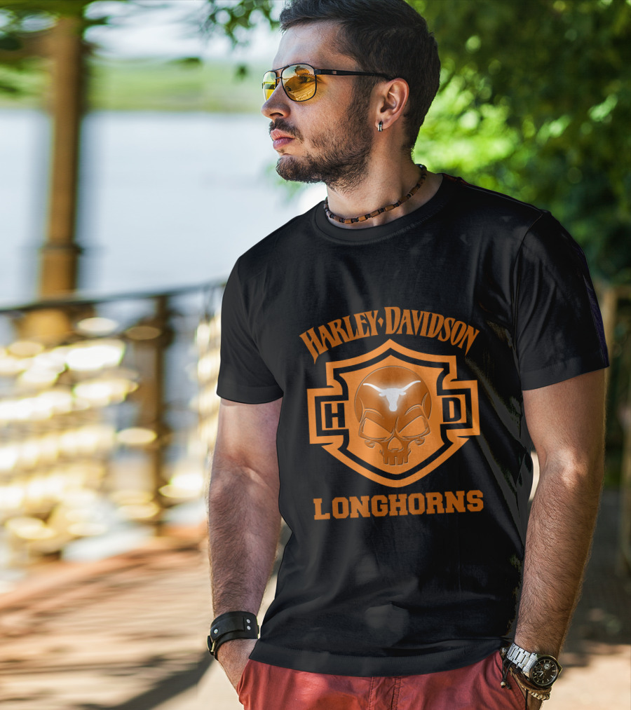 Harley Davidson Hd Longhorns Texas Ncaa Football Fans 127 T-Shirt