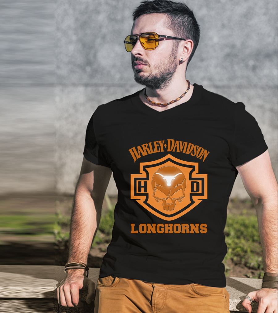 Harley Davidson Hd Longhorns Texas Ncaa Football Fans 127 T-Shirt