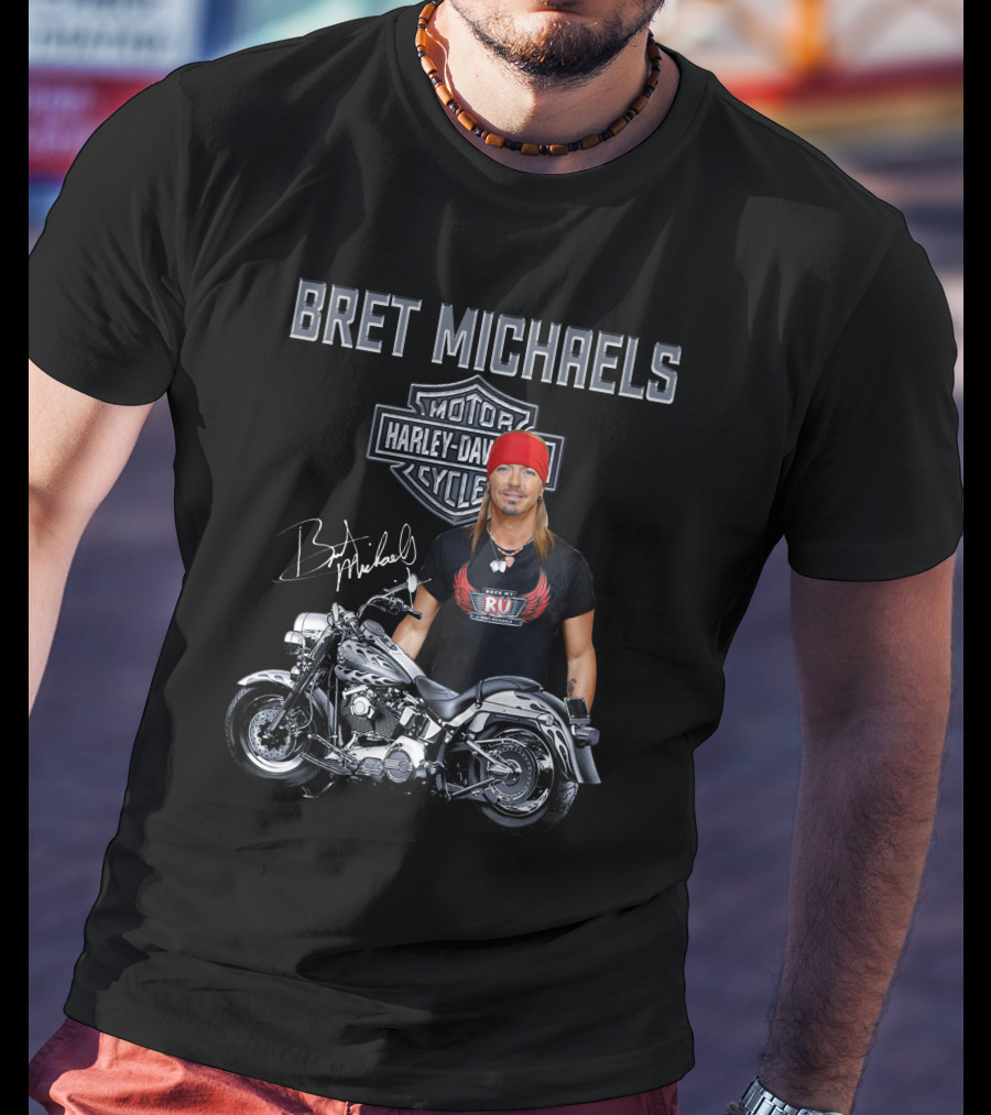 Bret Michaels Harley Davidson Motorcycle Rv Signature T-Shirt