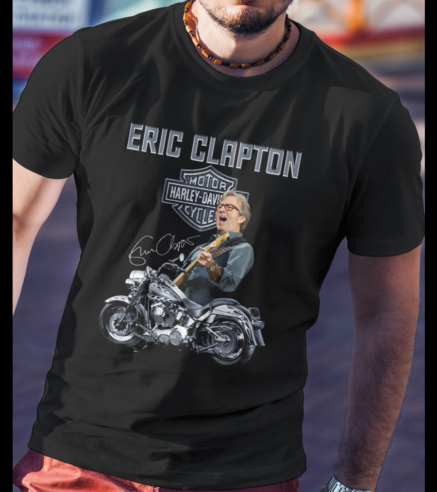 Eric Clapton Harley Davidson Motorcycles Signature Vintage Style T-Shirt