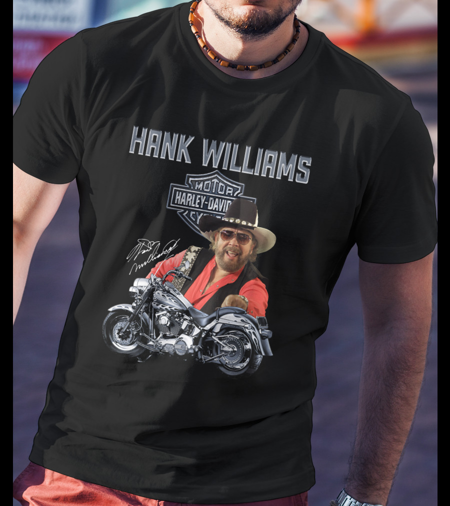 Hank Williams Harley Davidson Motorcycle Signature T-Shirt