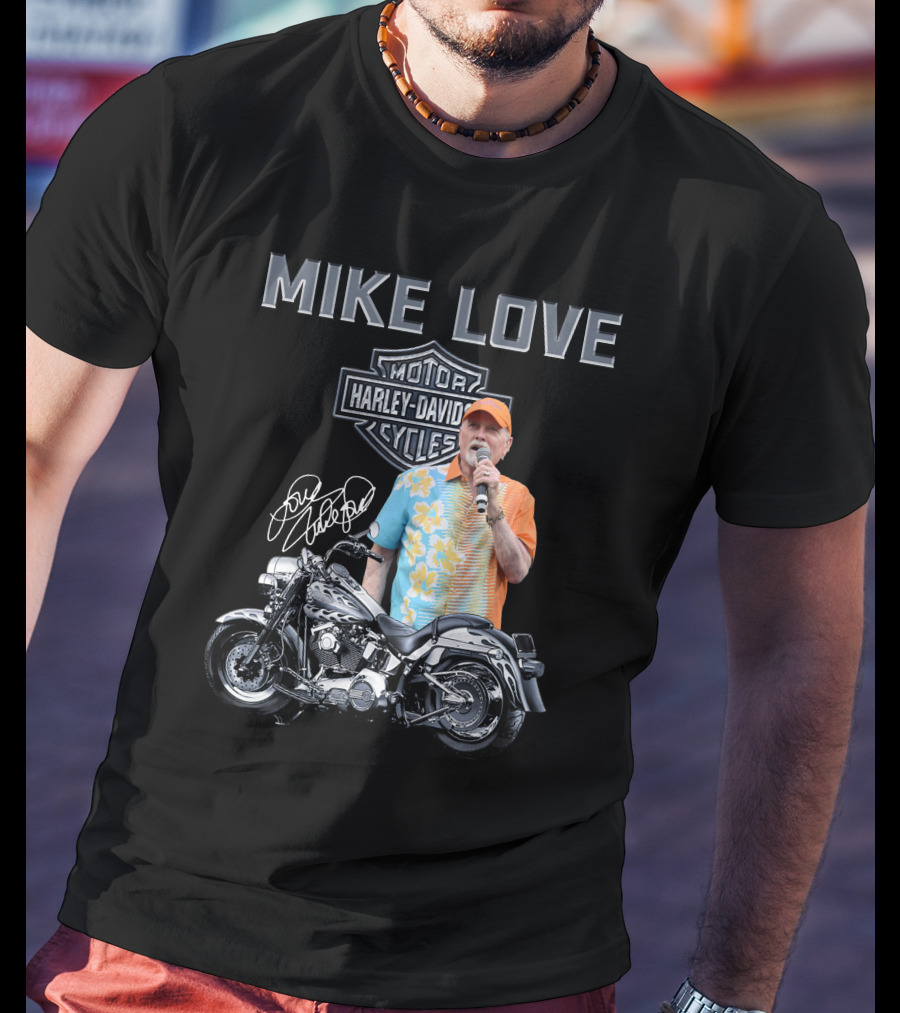 Mike Love Harley Davidson Motorcycle Signature T-Shirt