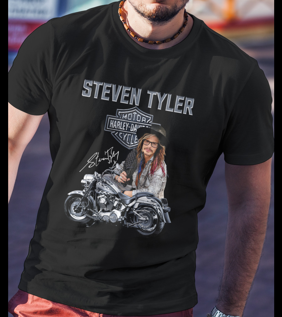 Steven Tyler Harley Davidson Motorcycles Signature T-Shirt