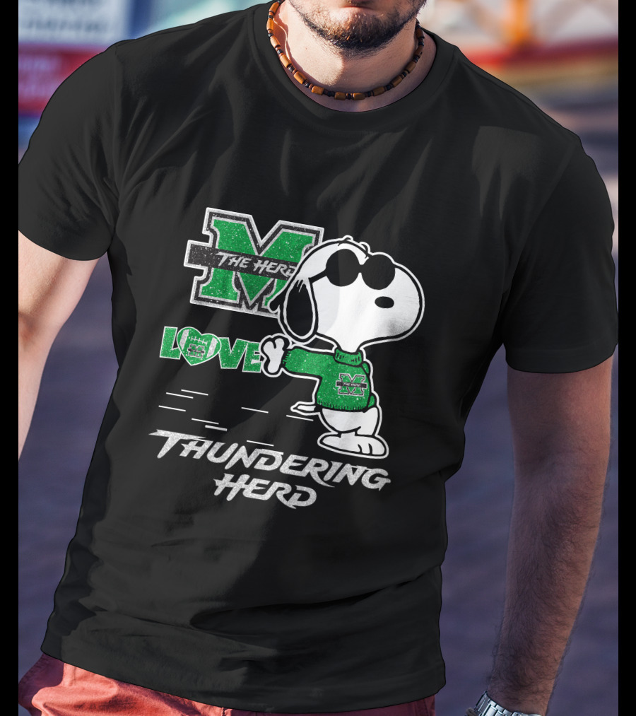 Snoopy Love Marshall The Herd Thundering Herd T-Shirt