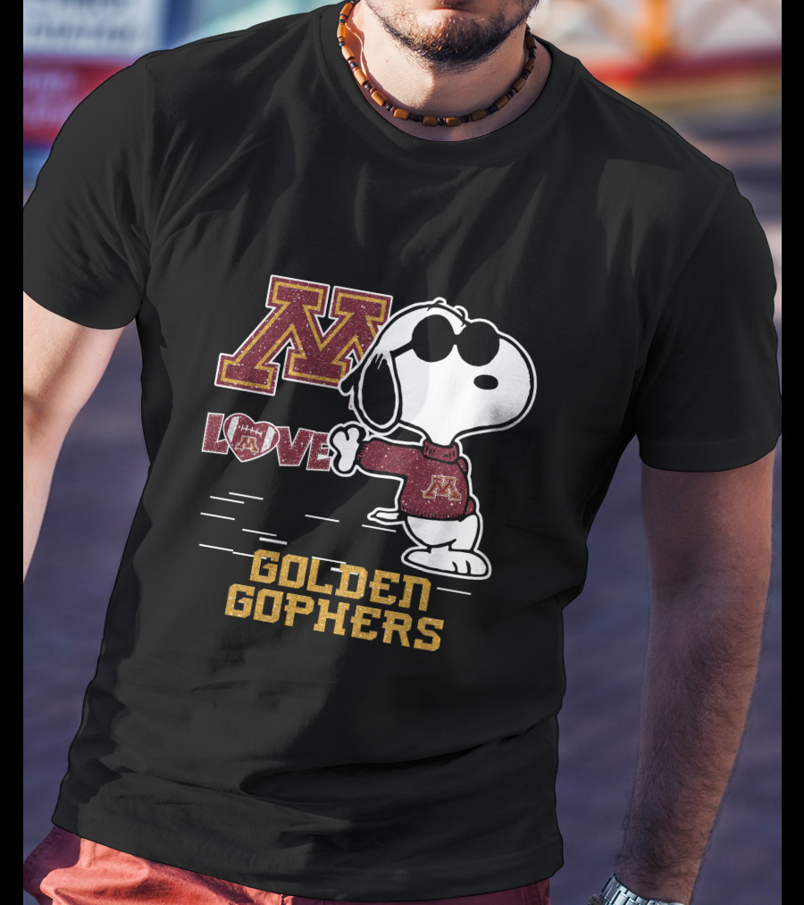 Snoopy Love University Of Minnesota Golden Gophers Football T-Shirt