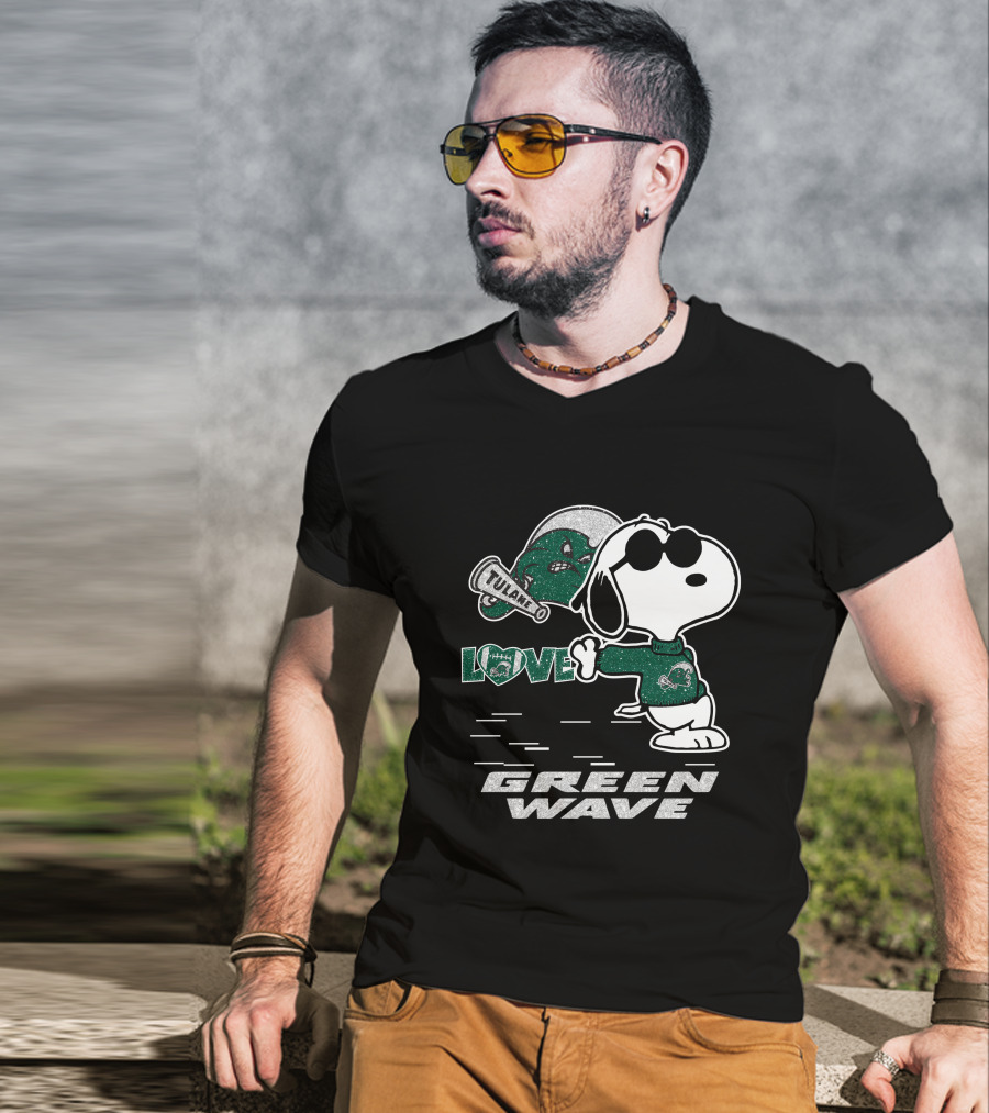 Snoopy Tulane Green Wave Love T-Shirt