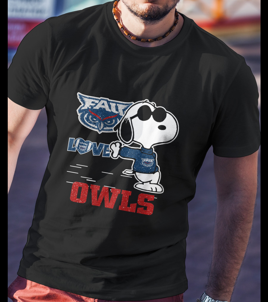 Snoopy Love FAU Owls Football T-Shirt
