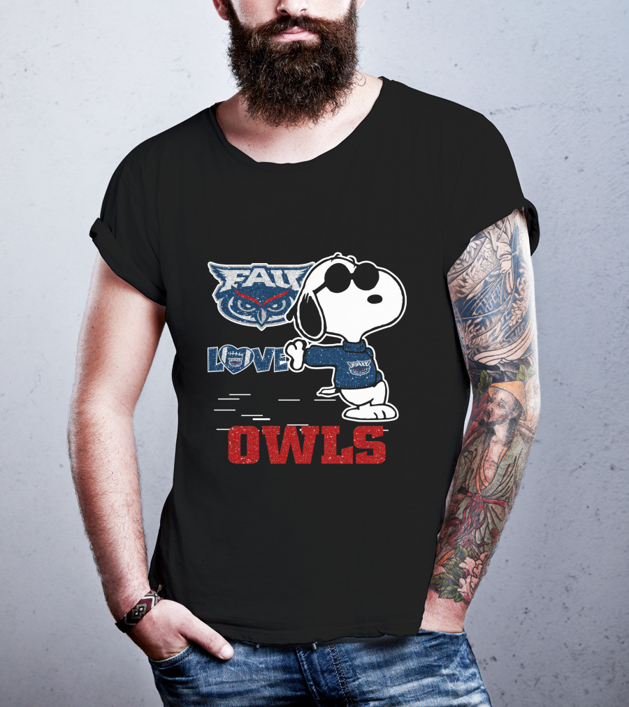 Snoopy Love FAU Owls Football T-Shirt
