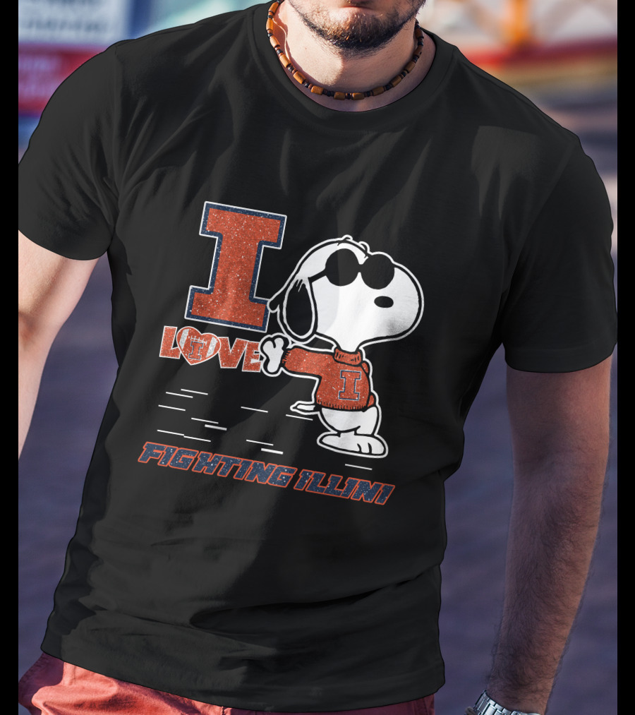 I Love Snoopy Illinois Fighting Illini T-Shirt