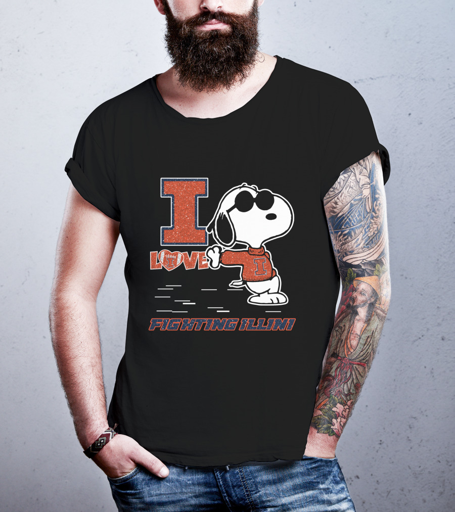 I Love Snoopy Illinois Fighting Illini T-Shirt