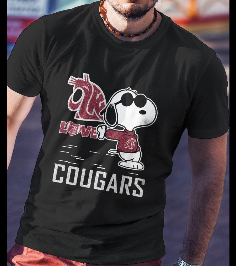 Snoopy Love Washington State Cougars Peanuts WSU Spirit T-Shirt