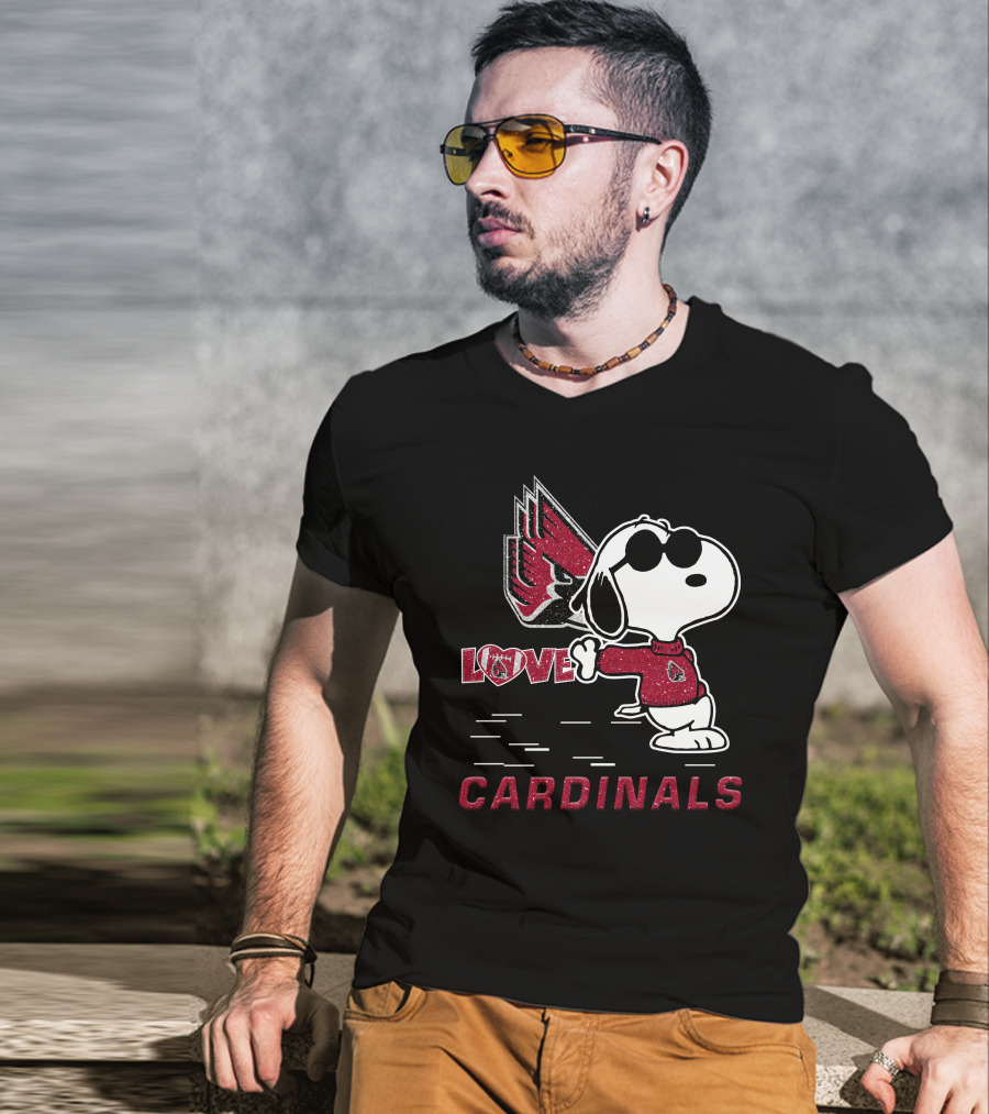Snoopy Love Ball State Cardinals Peanuts Football Fan T-Shirt
