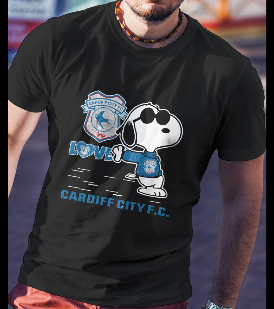 Snoopy Love Cardiff City F.c. T-Shirt