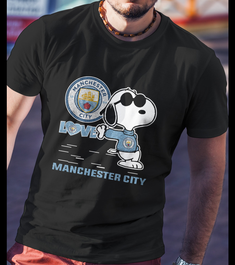 Snoopy Love Manchester City Badge Character Collection T-Shirt