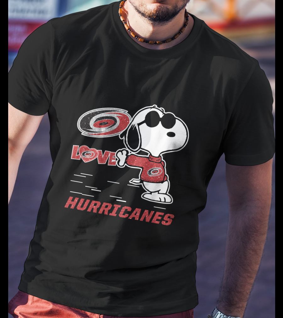 Snoopy Love Carolina Hurricanes Peanuts Hockey Fans T-Shirt