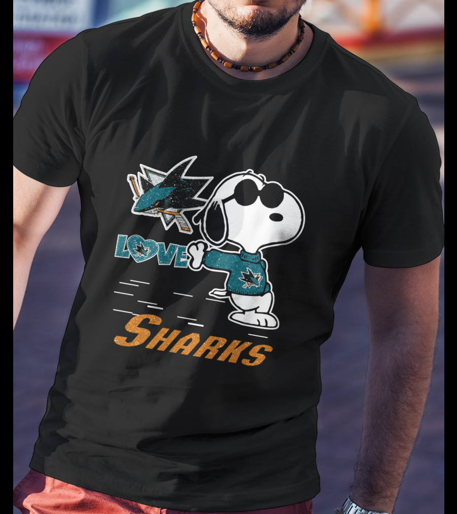 Snoopy Love San Jose Sharks Logo Hockey Enthusiast T-Shirt