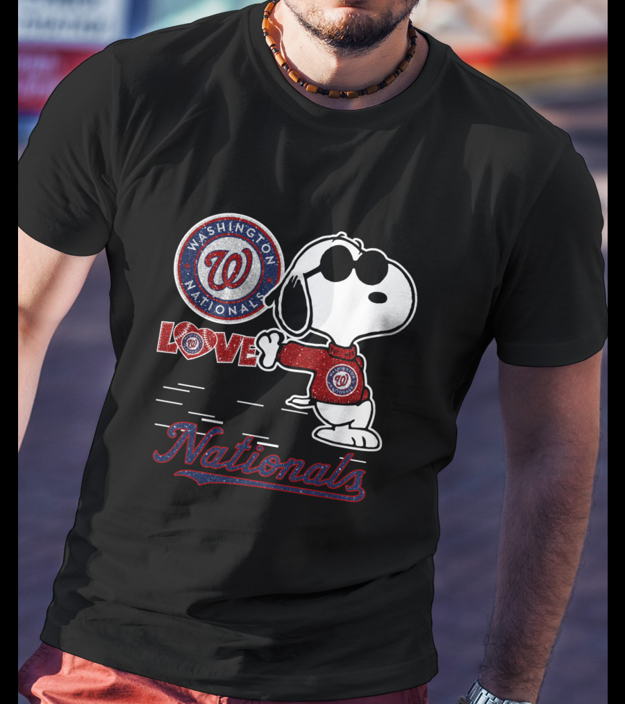 Snoopy Love Washington Nationals Logo Baseball T-Shirt