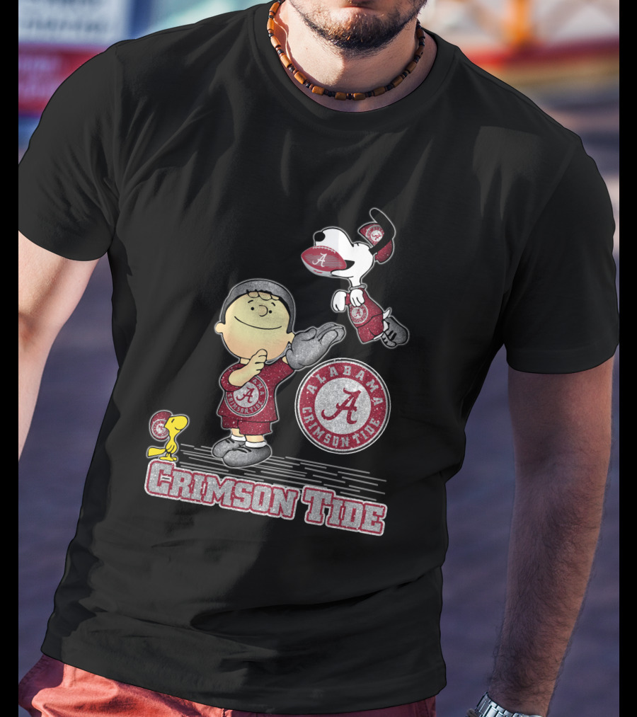 Snoopy And Woodstock Celebrate Alabama Crimson Tide Football T-Shirt