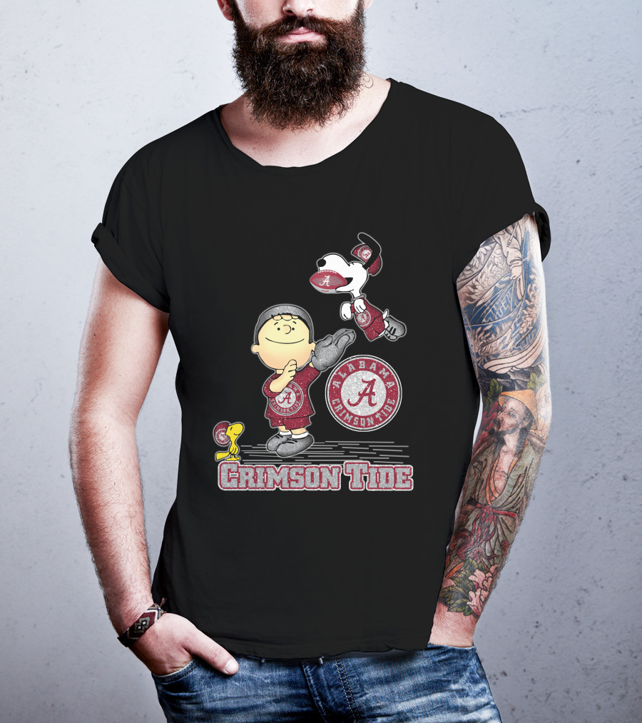 Snoopy And Woodstock Celebrate Alabama Crimson Tide Football T-Shirt