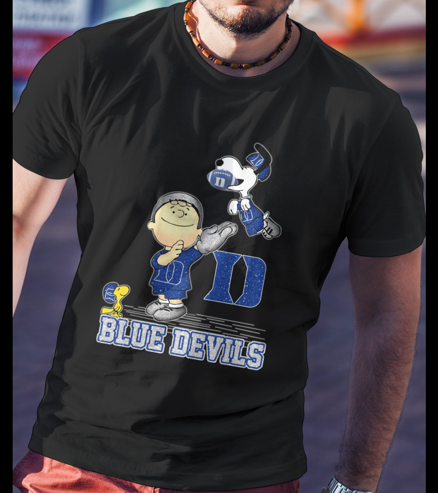 Snoopy And Friends Celebrating Duke Blue Devils Football Enthusiasm T-Shirt