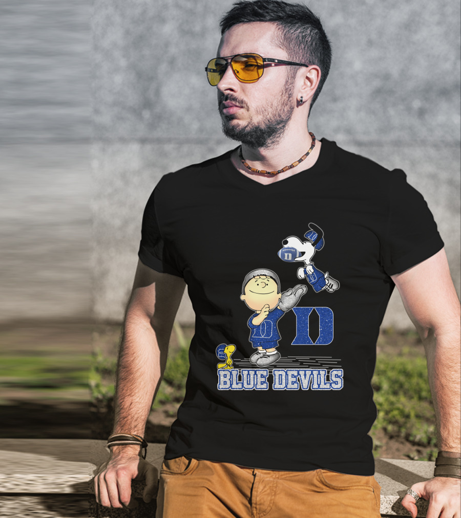 Snoopy And Friends Celebrating Duke Blue Devils Football Enthusiasm T-Shirt