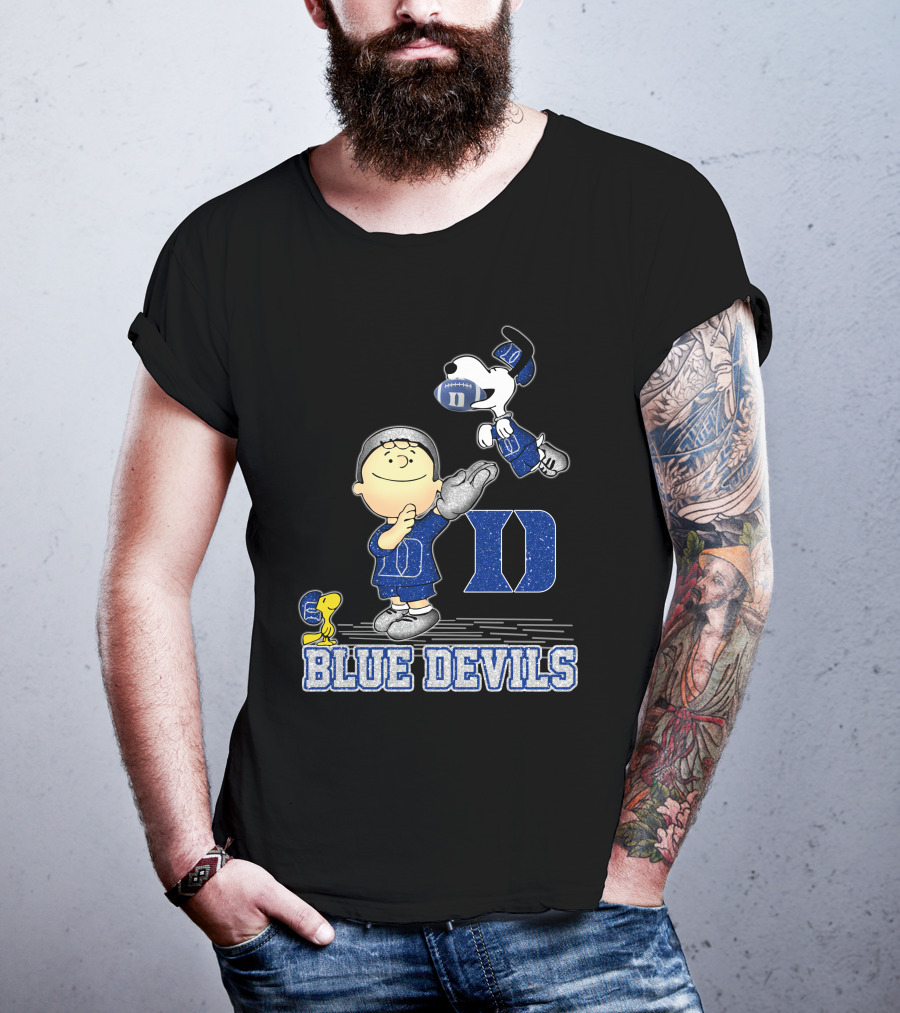 Snoopy And Friends Celebrating Duke Blue Devils Football Enthusiasm T-Shirt