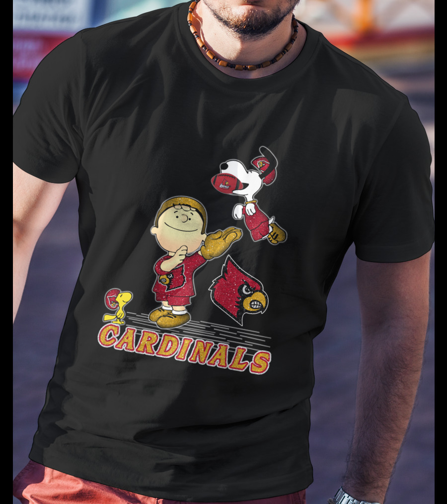 Snoopy Cardinals Football Peanuts Louisville Team Spirit T-Shirt
