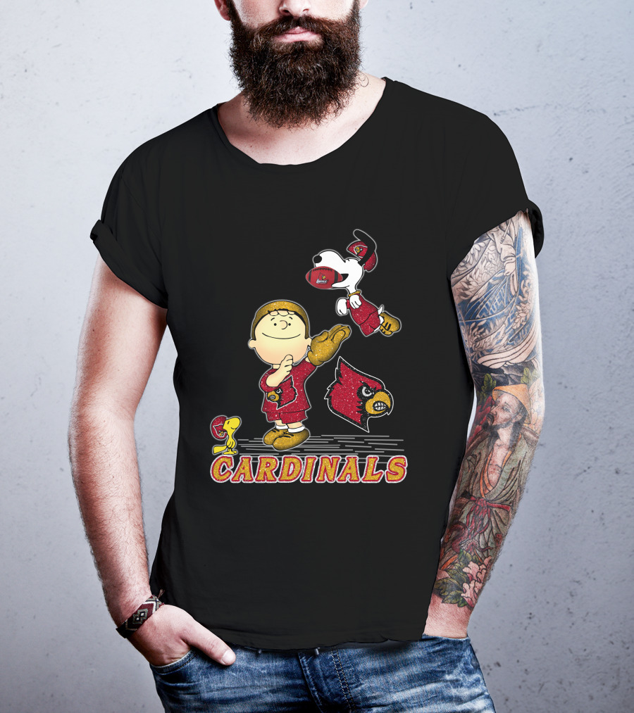Snoopy Cardinals Football Peanuts Louisville Team Spirit T-Shirt