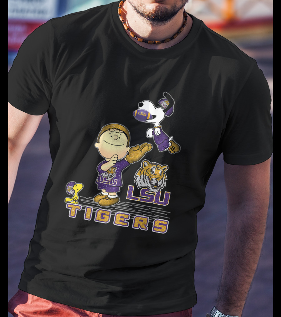 Snoopy LSU Tigers Football Team Spirit T-Shirt