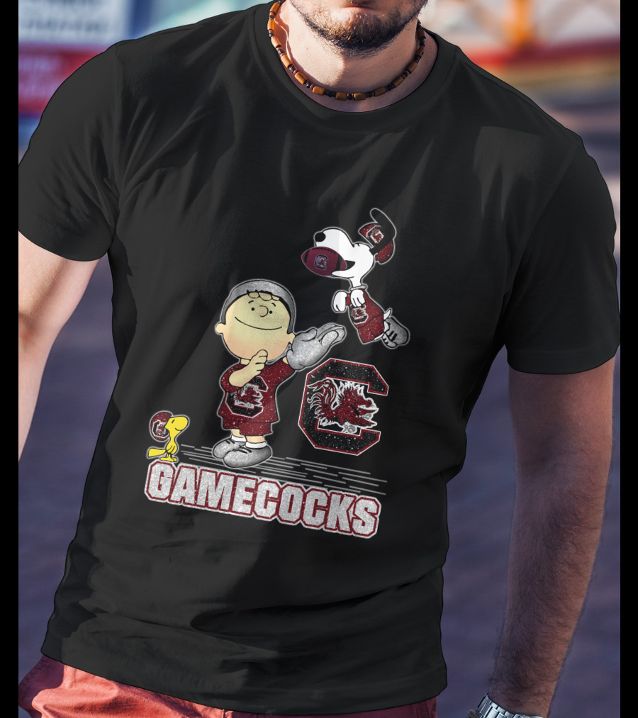 Snoopy And Woodstock Celebrating South Carolina Gamecocks Football T-Shirt