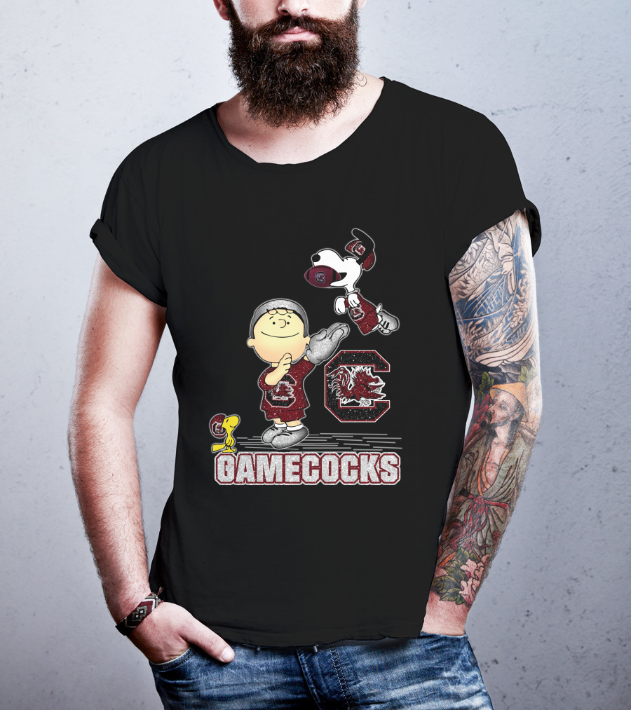 Snoopy And Woodstock Celebrating South Carolina Gamecocks Football T-Shirt