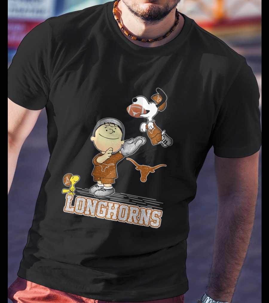 Snoopy Longhorns Peanuts Football Charlie Brown Texas Fans T-Shirt