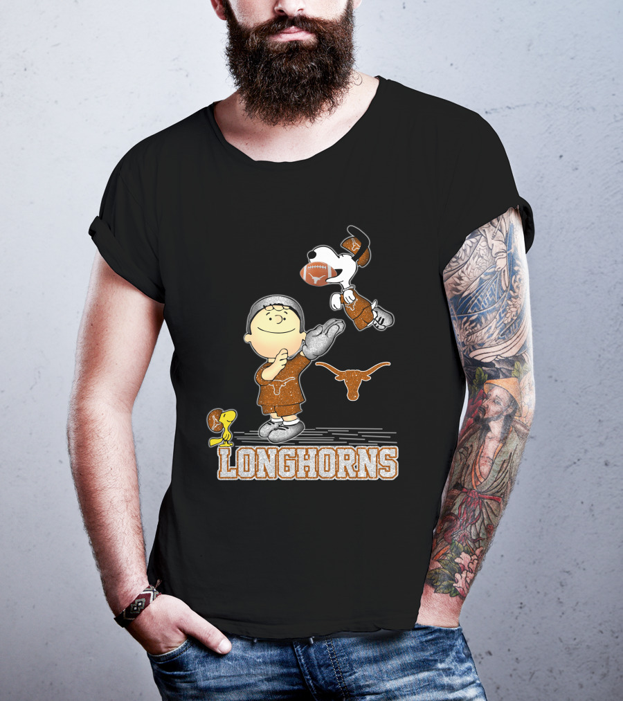 Snoopy Longhorns Peanuts Football Charlie Brown Texas Fans T-Shirt