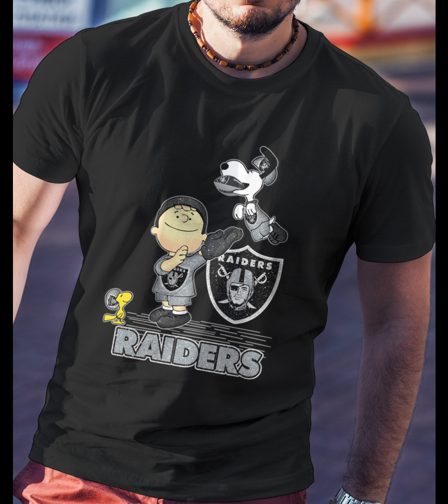 Snoopy Raiders Football Team With Las Vegas Logo And Friends T-Shirt