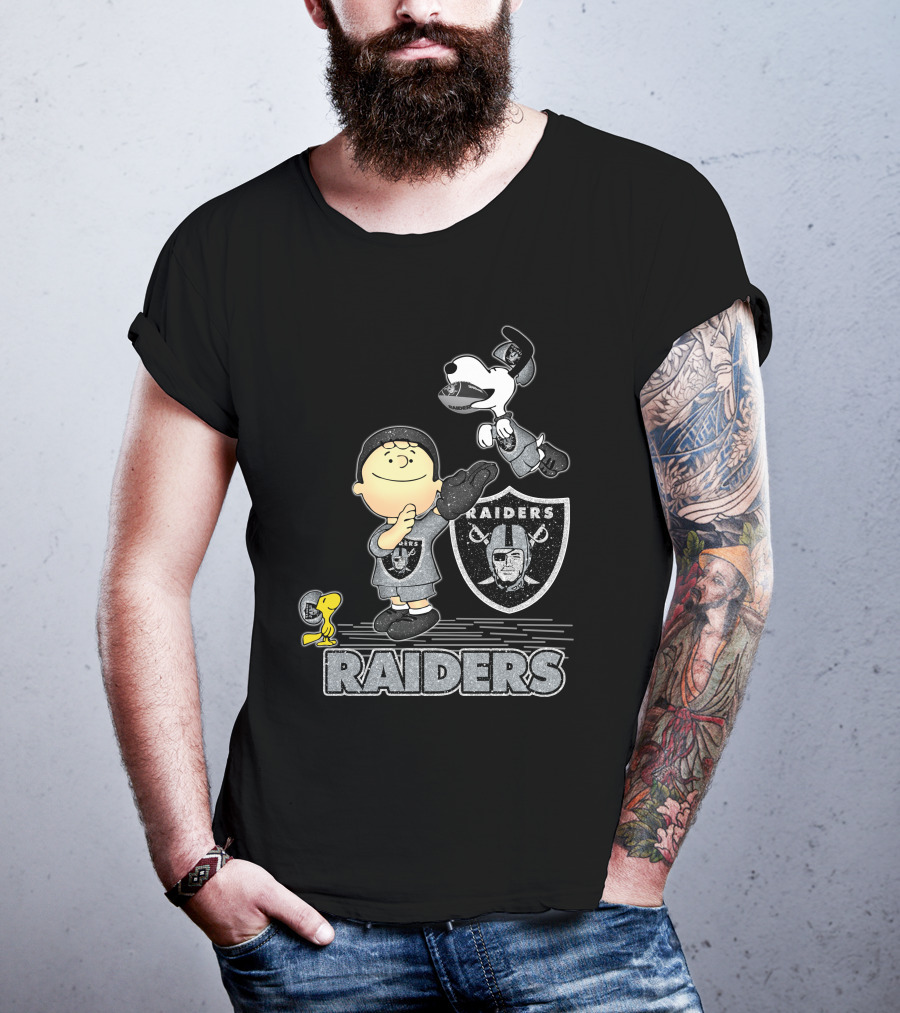 Snoopy Raiders Football Team With Las Vegas Logo And Friends T-Shirt