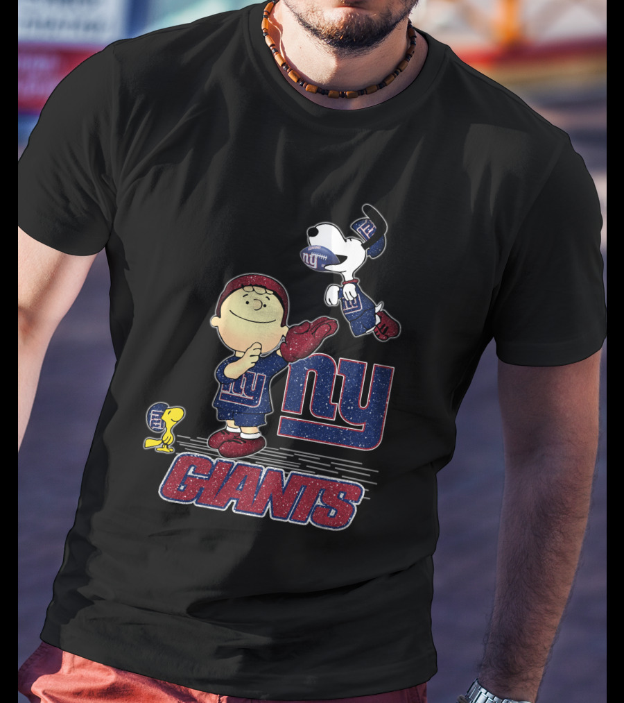 Snoopy Love New York Giants Ny Giants Football Charlie Brown Woodstock T-Shirt
