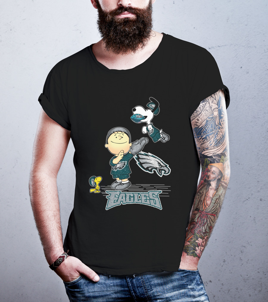 Snoopy Love Philadelphia Eagles Peanuts Characters Football Fun T-Shirt