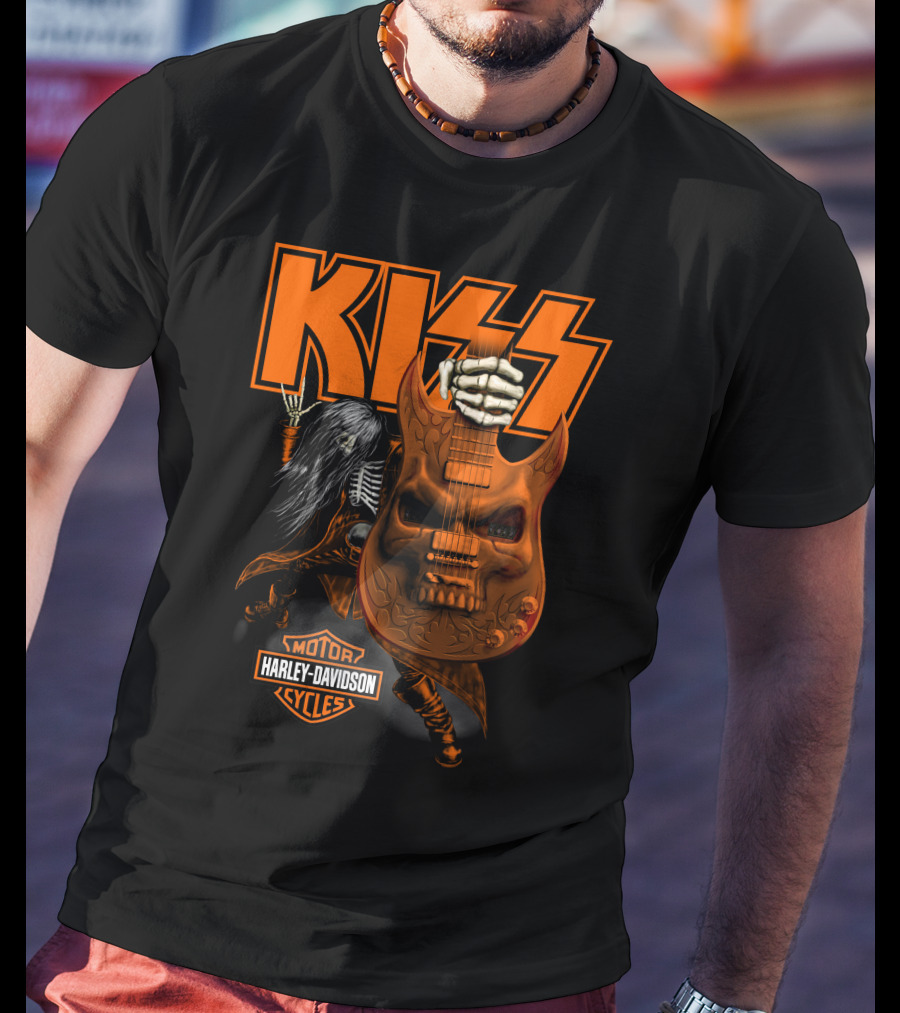 Kiss Harley Davidson Skeleton Guitar T-Shirt