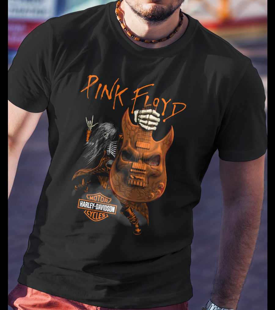 Pink Floyd Harley Davidson Skull Guitar T-Shirt