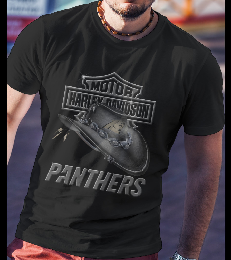 Motor Harley Davidson Panthers Cowboy Hat T-Shirt