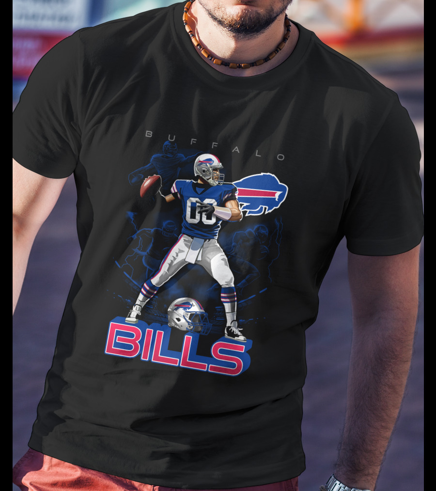 Buffalo Bills Football Player With Helmet T-Shirt