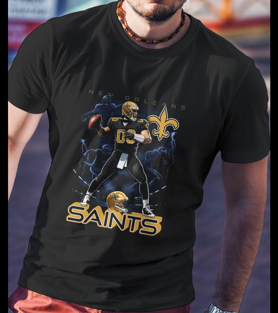 New Orleans Saints Football Player With Fleur-de-Lis T-Shirt