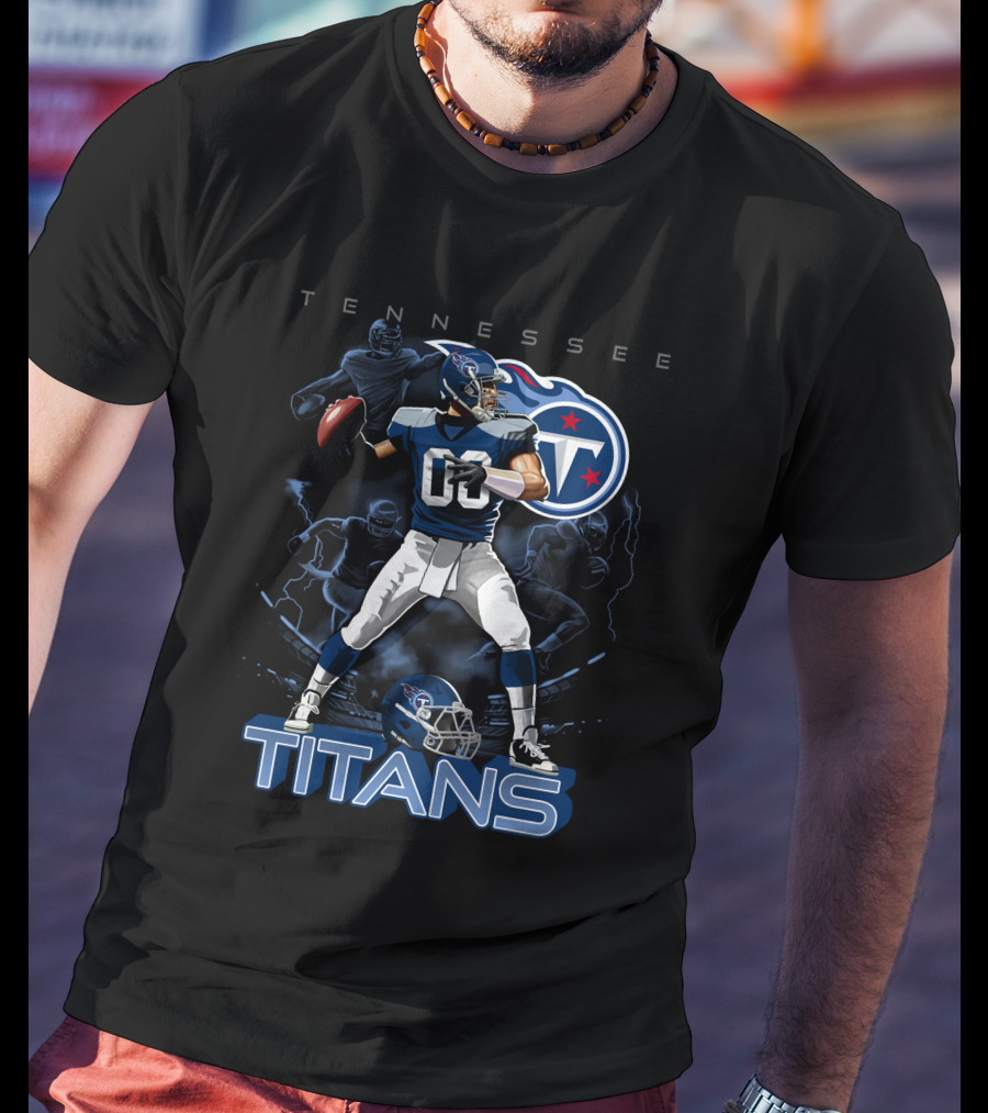 Tennessee Titans Football Player With Logo And Helmet T-Shirt