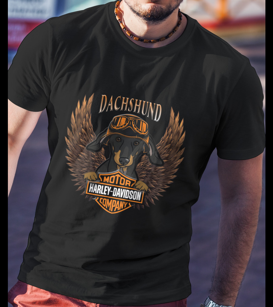 Harley Davidson Dachshund With Wings And Goggles T-Shirt