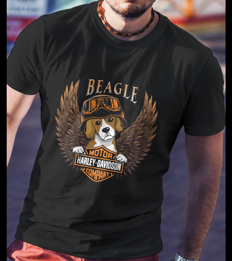 Beagle Harley Davidson Motor Company Winged T-Shirt
