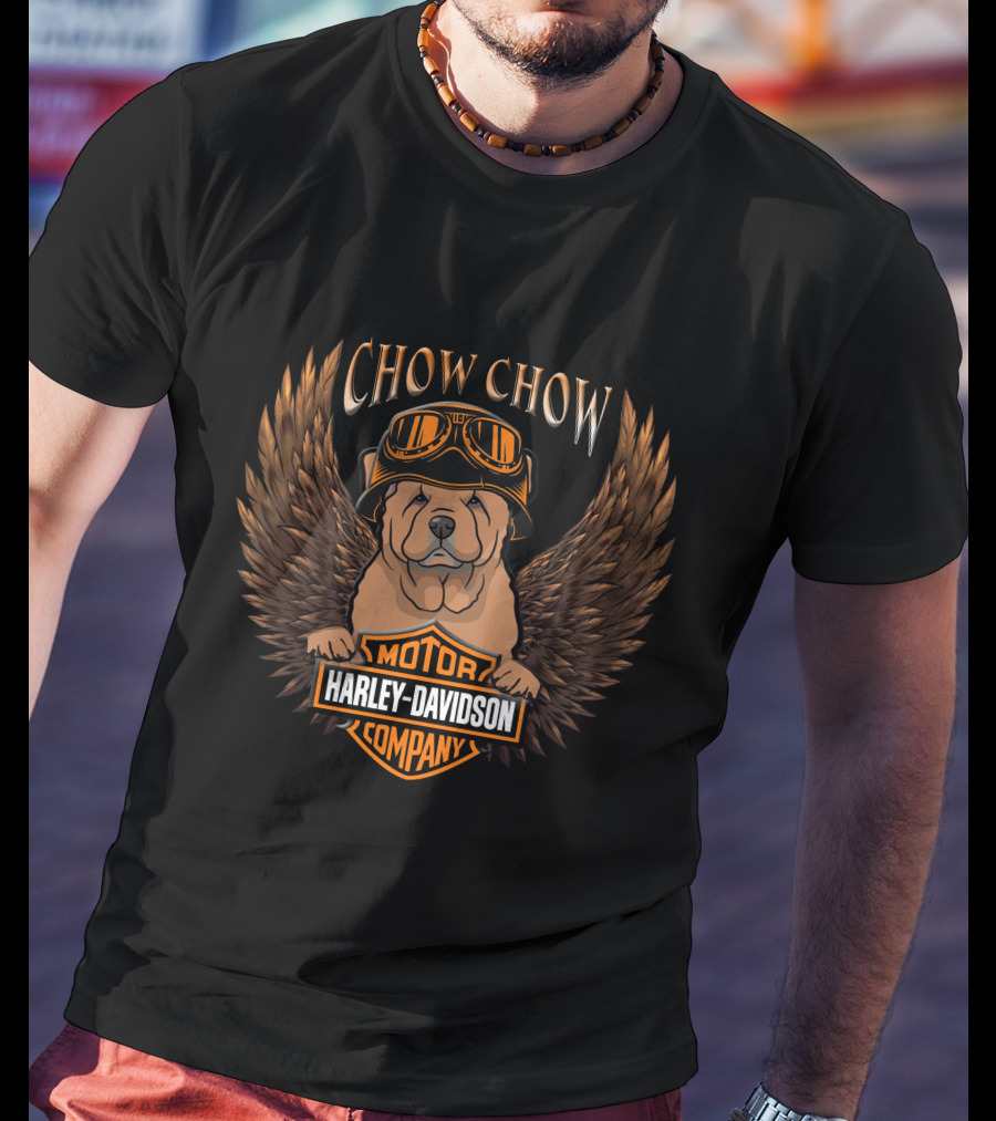 Chow Chow Harley Davidson Motor Company Wings Goggles T-Shirt