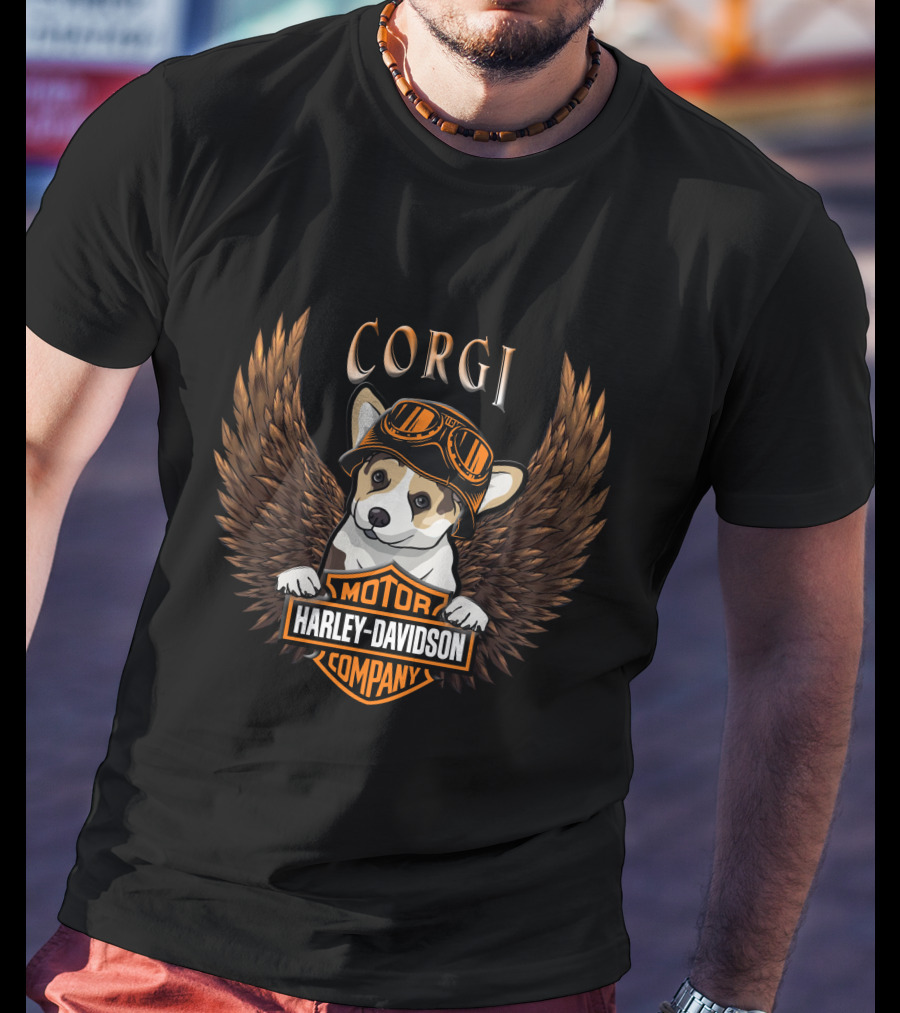 Corgi Harley Davidson Motor Company Winged Goggles T-Shirt