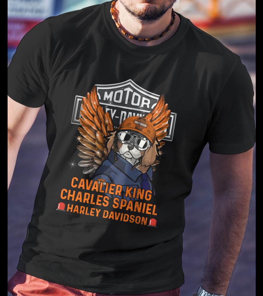 Cavalier King Charles Spaniel Harley Davidson Motor Dogs T-Shirt