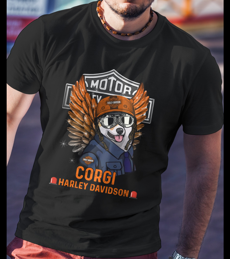 Corgi Harley Davidson Motor Classic Wings T-Shirt
